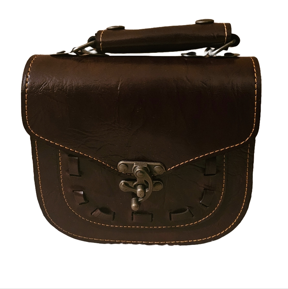 Vintage Brown Leather Crossbody Bag